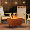 vidaXL Fire Pit Castanho 50 x 50 x 38 cm A&ccedil;o resistente &agrave;s intemp&eacute;ries