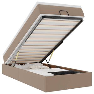 vidaXL Estrutura de cama otomana com colch&atilde;o Cappucino couro falso