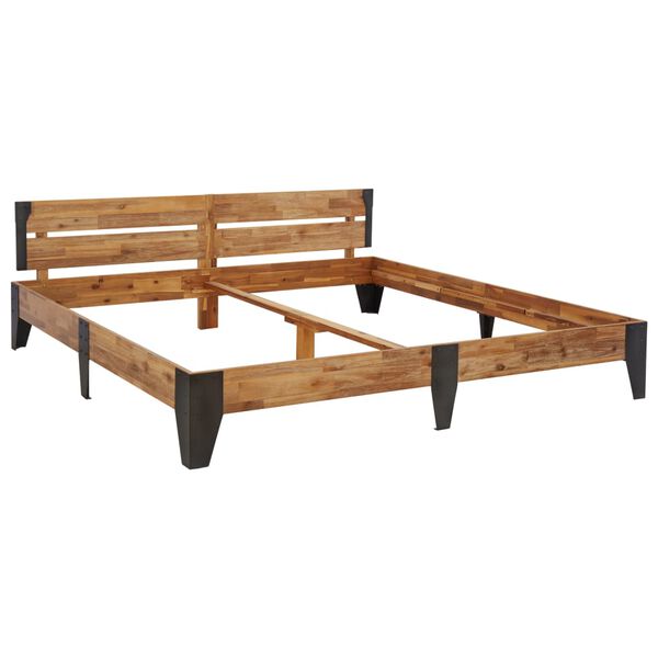 vidaXL Estrutura de cama 180x200 cm ac&aacute;cia maci&ccedil;a acabamento escovado