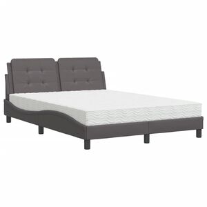 vidaXL Estrutura de cama sem colch&atilde;o Zadar 140x190 cm couro artificial cinzento