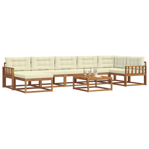 vidaXL Conjunto de Sof&aacute;s para Exterior 8 pcs Natural e Creme