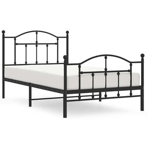vidaXL Estrutura de cama com cabeceira e p&eacute;s 100x190 cm metal preto