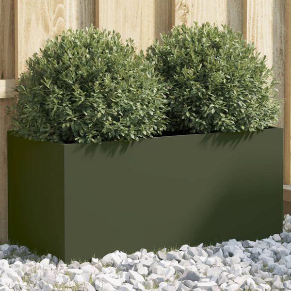 vidaXL Vaso/floreira 62x30x29 cm aço verde azeitona
