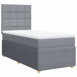 vidaXL Cama com molas/colch&atilde;o 80x200 cm tecido cinza-claro