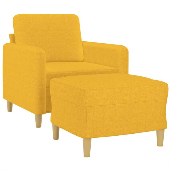vidaXL Poltrona com apoio de p&eacute;s 60 cm tecido amarelo-claro