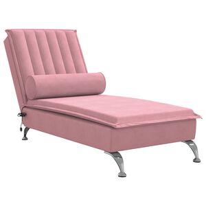 vidaXL Chaise lounge de massagem com rolo veludo rosa