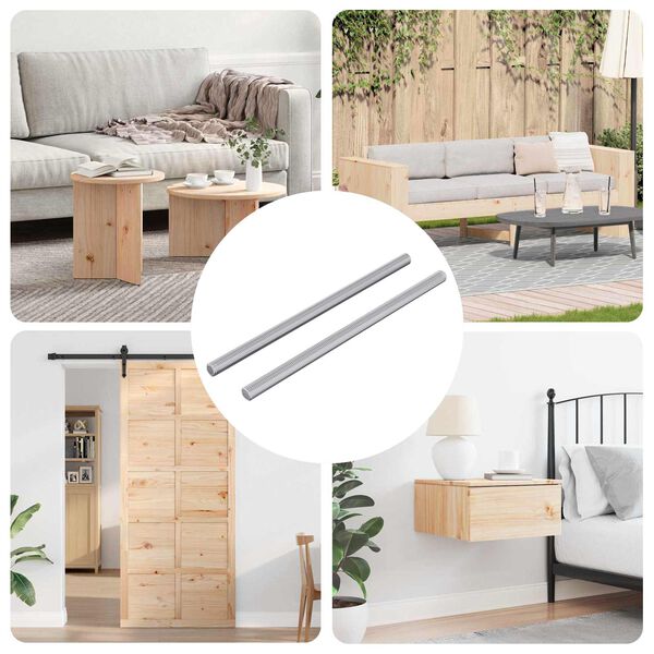 vidaXL Barras Rosqueadas 2 pcs Prateado