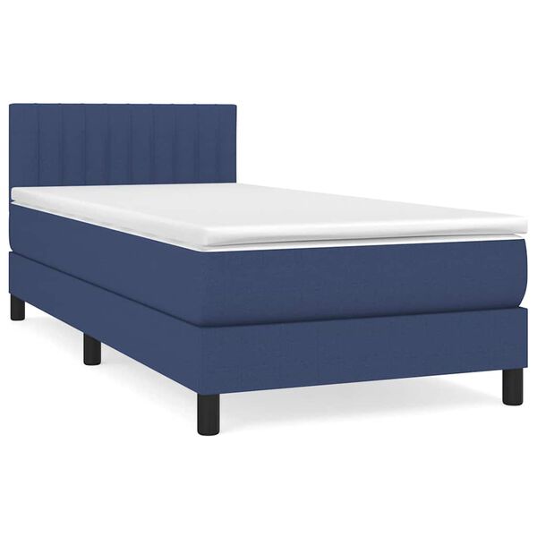 vidaXL Cama com molas/colch&atilde;o 90x190 cm tecido azul