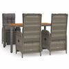 vidaXL 5 pcs conjunto de jantar p/ jardim c/ almofad&otilde;es vime PE cinza