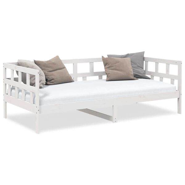 vidaXL Sof&aacute;-cama 90x200 cm madeira de pinho maci&ccedil;a branco