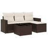 vidaXL 5 pcs conjunto sof&aacute;s p/ jardim c/ almofad&otilde;es vime PE castanho