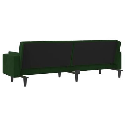 vidaXL Sofá-cama 2 lugares com duas almofadas veludo verde-escuro