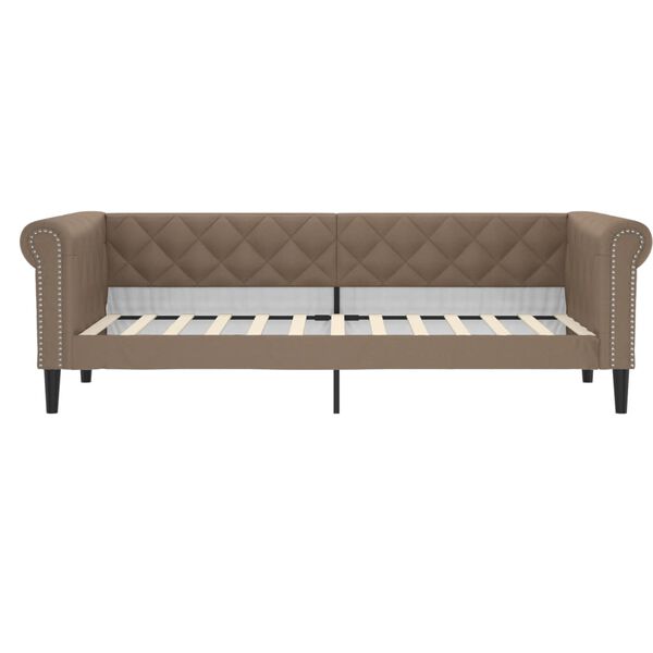 vidaXL Sof&aacute;-cama com colch&atilde;o 90x200 cm couro artificial cappuccino