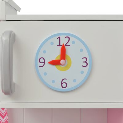 vidaXL Cozinha de brincar, madeira, 82x30x100cm, rosa e branco