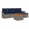 vidaXL Conjunto de Sof&aacute; de Jardim 6 unid. Cinza e Azul Marinho vime PE