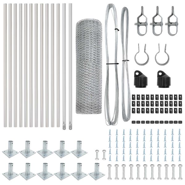 vidaXL Poste de Cerca Prateado 25 x 0,4 m (malha de 13 mm) A&ccedil;o