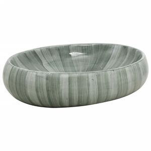 vidaXL Lavat&oacute;rio de bancada oval 59x40x15 cm cer&acirc;mica verde