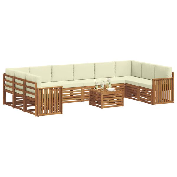 vidaXL Conjunto de Sof&aacute; Sectional com almofada 11 pcs Natural e Creme