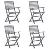 vidaXL Cadeiras exterior dobr&aacute;veis c/ almofad&otilde;es 4 pcs ac&aacute;cia maci&ccedil;a