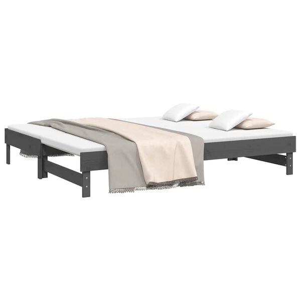 vidaXL Sofá-cama de puxar 2x(80x200) cm pinho maciço cinza
