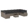 vidaXL 11 pcs conjunto sof&aacute;s de jardim c/ almofad&otilde;es vime PE cinzento