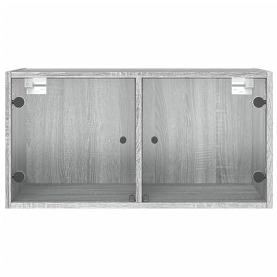 vidaXL Armário de parede c/ portas vidro 68,5x37x35 cm cinzento sonoma