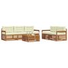 vidaXL Conjunto de Sof&aacute;s para Exterior 6 pcs Natural e Creme