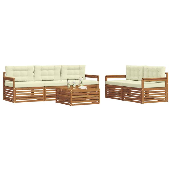 vidaXL Conjunto de Sof&aacute;s para Exterior 6 pcs Natural e Creme