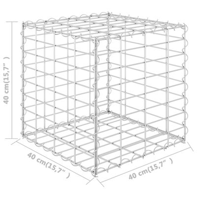 vidaXL Canteiro elevado/cubo gabião 40x40x40 cm cm fio de aço