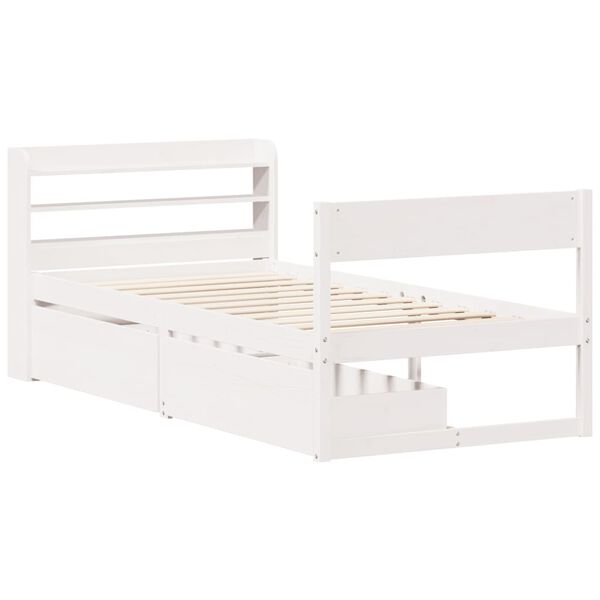 vidaXL Cama sem colch&atilde;o 90x200 cm madeira de pinho maci&ccedil;a branco