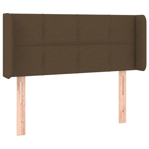 vidaXL Cabeceira de cama c/ abas tecido 103x16x78/88cm castanho-escuro