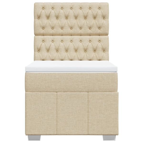 vidaXL Cama com molas/colch&atilde;o 90x190 cm tecido cor creme