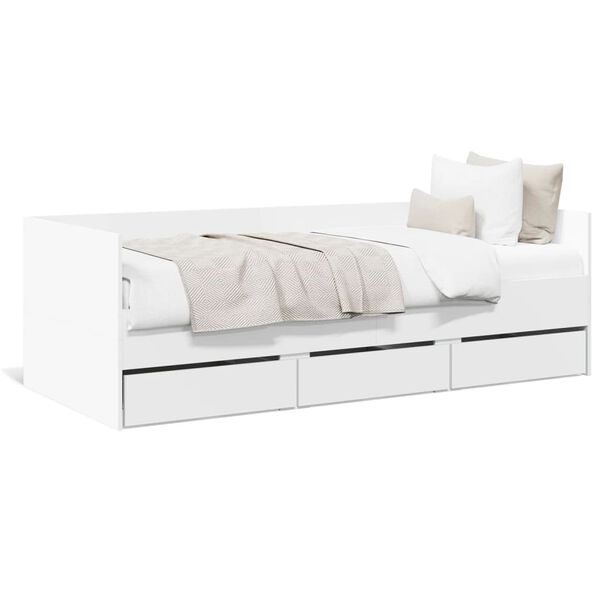vidaXL Sof&aacute;-cama com gavetas sem colch&atilde;o 100x200 cm branco
