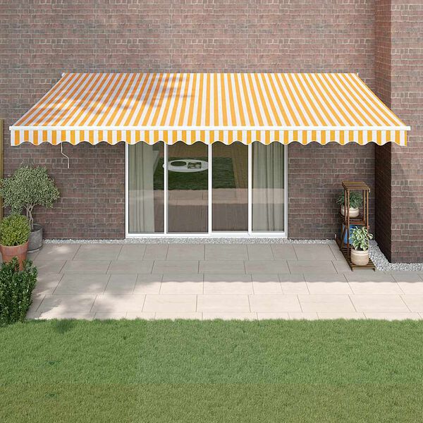 vidaXL Toldo retr&aacute;til autom&aacute;tico 5x3 m amarelo e branco