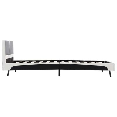 vidaXL Estrutura de cama 90x200 cm couro artificial preto e branco