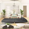vidaXL Sof&aacute;-cama 2 lugares com duas almofadas tecido cinzento-escuro