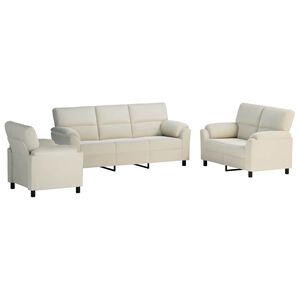 vidaXL Conjunto de Sof&aacute;s 3 unid. Creme Veludo