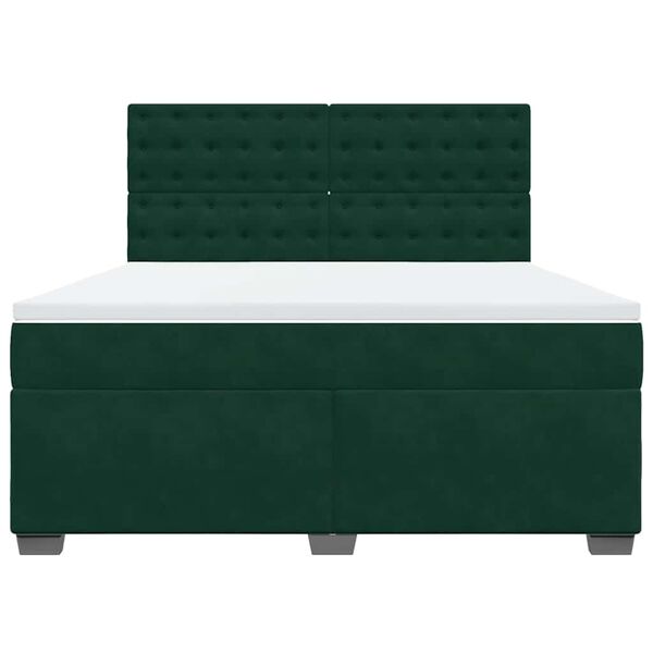 vidaXL Cama com molas/colch&atilde;o 180x200 cm veludo verde-escuro