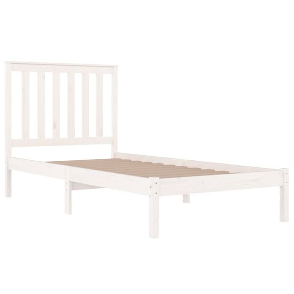 vidaXL Estrutura de cama pequena solteiro 75x190cm pinho maciço branco