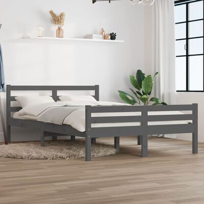 vidaXL Estrutura de cama king 150x200 cm madeira maciça cinza