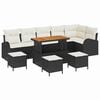vidaXL Conjunto de Sof&aacute; de Jardim 10 unid. Preto vime PE