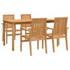 vidaXL 5 pcs conjunto de jantar p/ jardim madeira de teca maci&ccedil;a