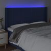 vidaXL Cabeceira de cama c/ luzes LED tecido 203x16x118/128 cm azul