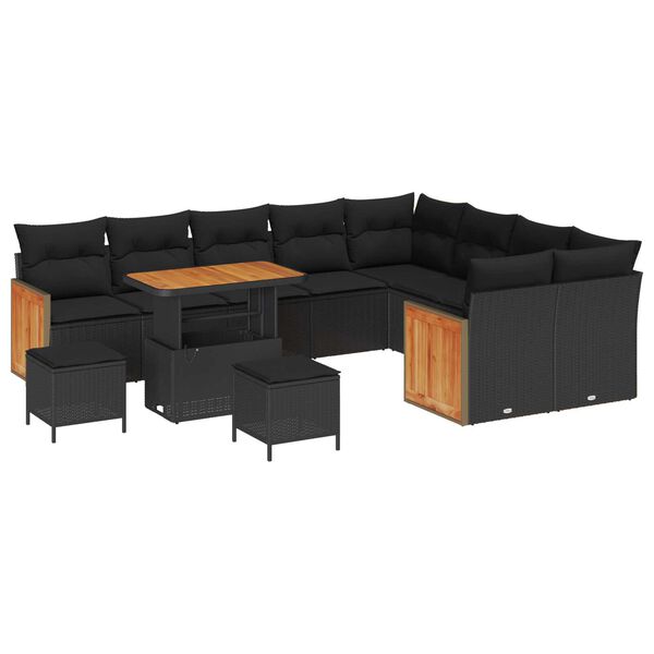 vidaXL Conjunto de Sof&aacute; de Jardim 12 pcs Preto 90 x 55 x 71 cm