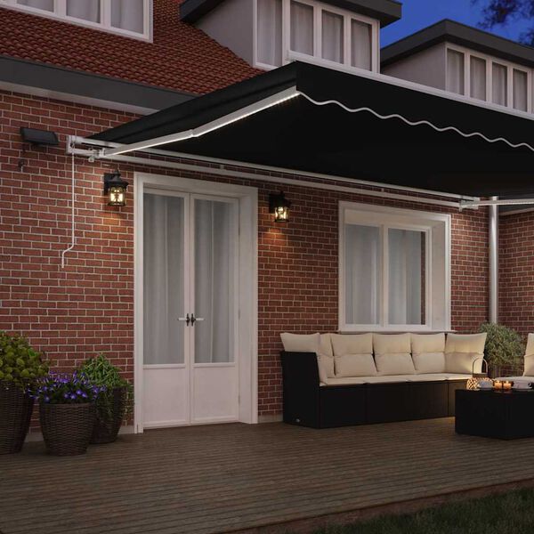 vidaXL Toldo Retr&aacute;til Manual Preto 500 &times; 350 cm Tecido e A&ccedil;o
