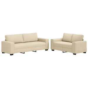 vidaXL Conjunto de sof&aacute; de 2 pe&ccedil;as com almofadas em tecido creme