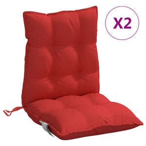 vidaXL Almofad&otilde;es cadeira encosto baixo 2 pcs tecido oxford vermelho