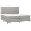 vidaXL Cama box spring c/ colch&atilde;o e LED 200x200 cm tecido cinza-claro