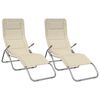 vidaXL Espregui&ccedil;adeiras dobr&aacute;veis 2 pcs textilene e a&ccedil;o cor creme