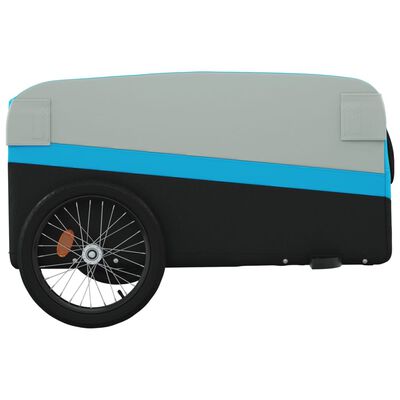 vidaXL Reboque para bicicleta 45 kg ferro preto e azul